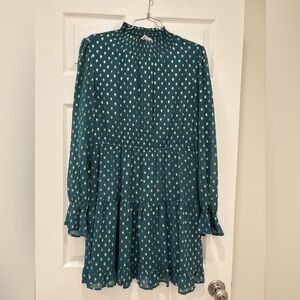 Teal Polka Dot Long Sleeve Dress